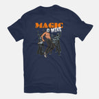 Magic Mike – Funny Graphic T-Shirt in navy, flat-lay product view