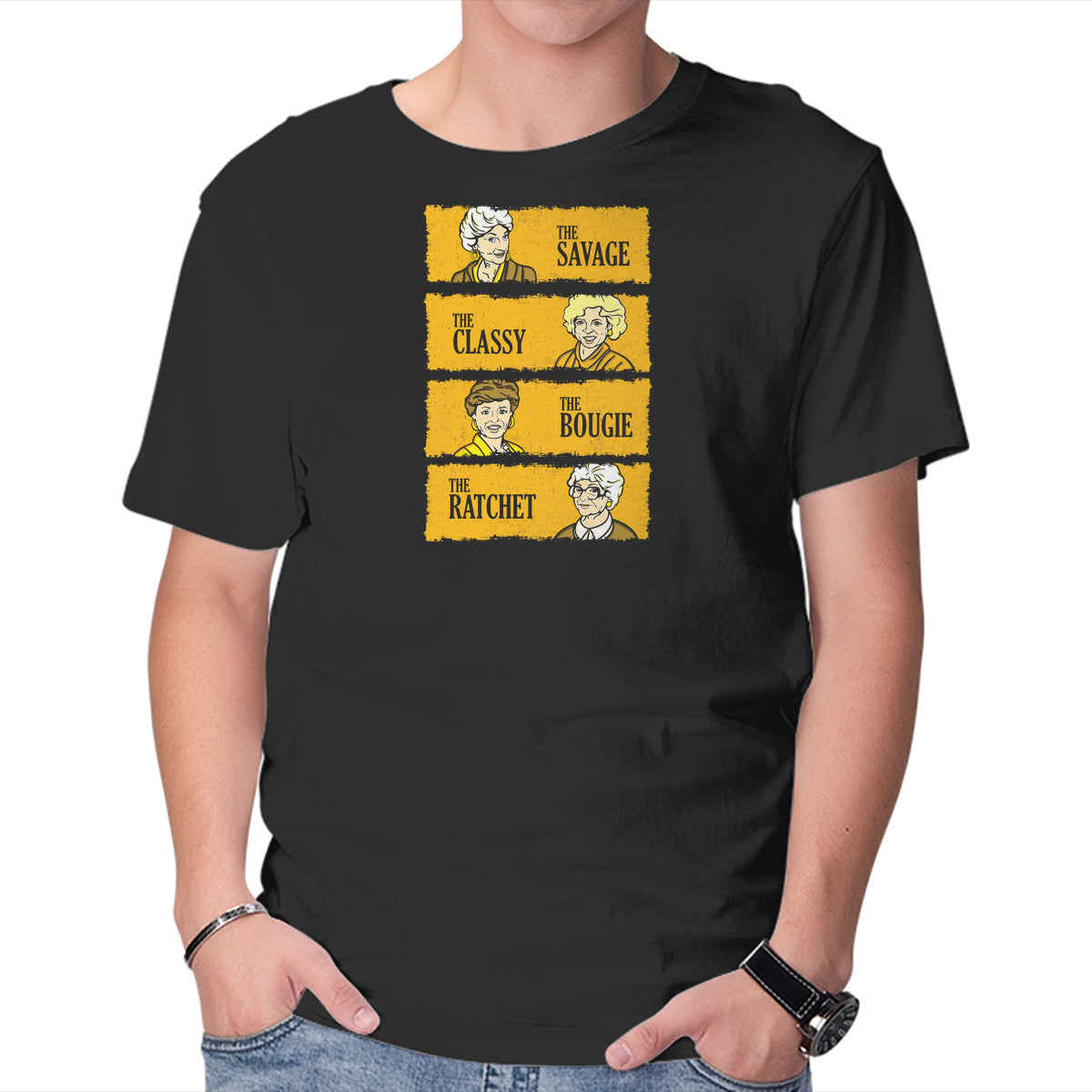 Golden Savages – Music Graphic T-Shirt in black, product display