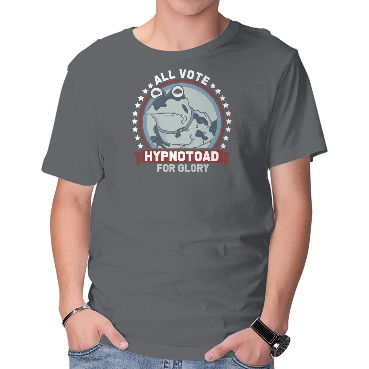 Vote for Glory – Sci-Fi Graphic T-Shirt in charcoal, product display