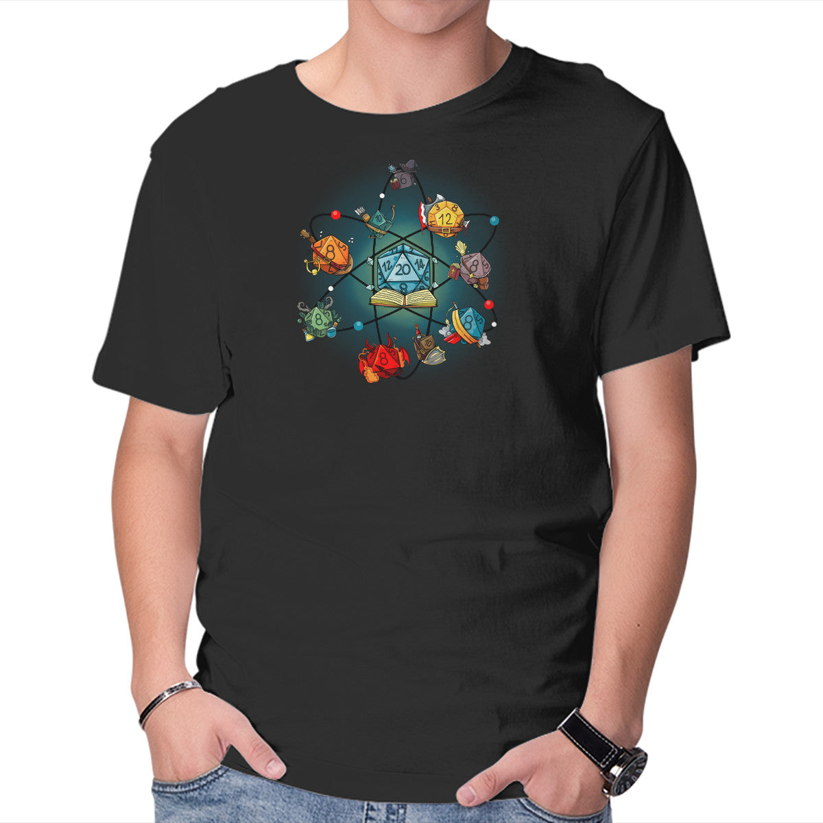 Chemical Dice – Gaming Graphic T-Shirt in black, product display