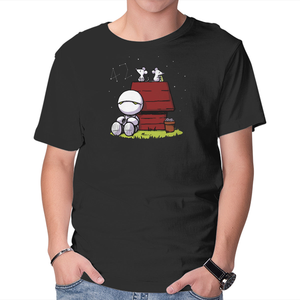 Marvin Peanuts – Sci-Fi Graphic T-Shirt in black, product display