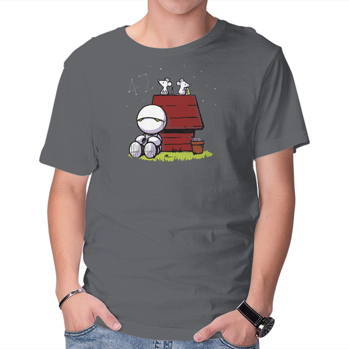 Marvin Peanuts – Sci-Fi Graphic T-Shirt in charcoal, product display