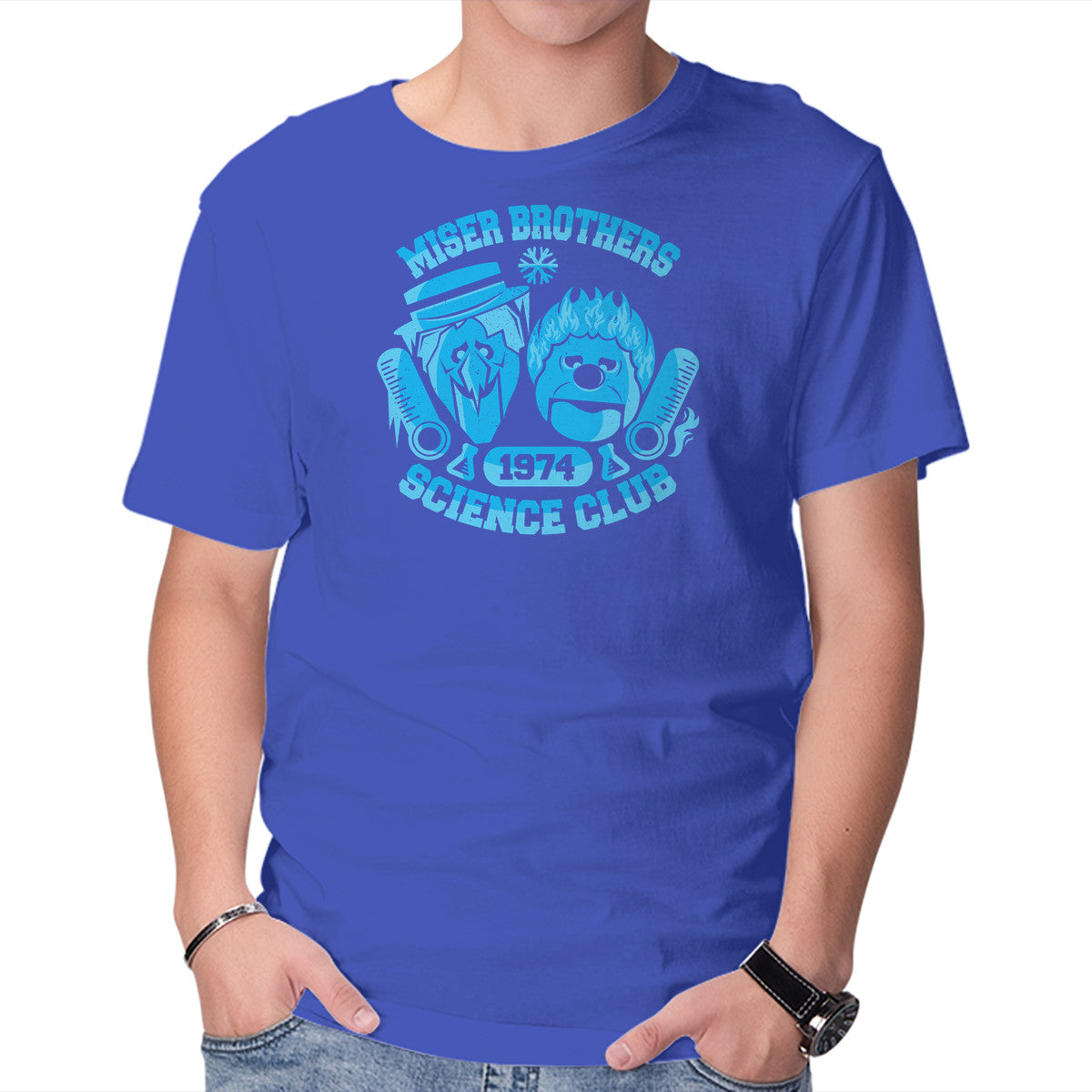 Miser Brothers Science Club – Fantasy Graphic T-Shirt in royal blue, product display