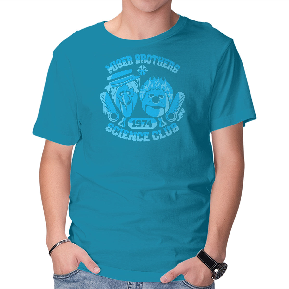 Miser Brothers Science Club – Fantasy Graphic T-Shirt in turquoise, product display