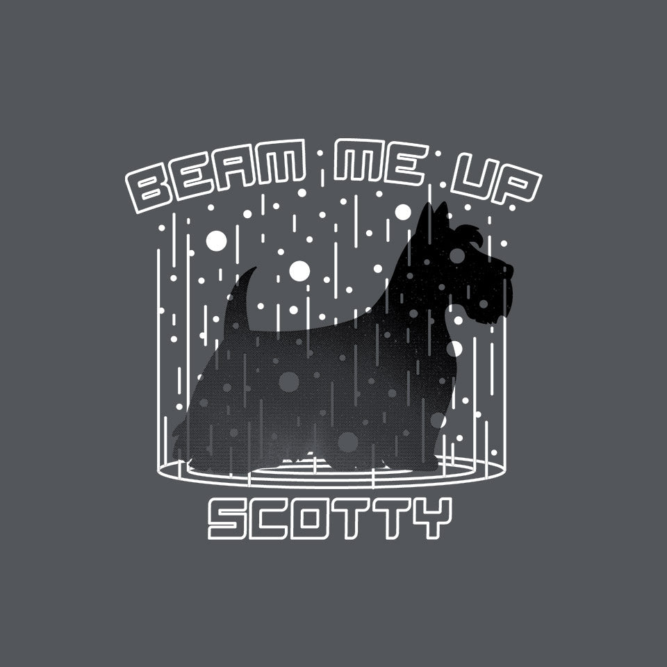 Beam Me Up – Dog Graphic T-Shirt design artwork for charcoal graphic T-shirt