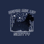 Beam Me Up – Dog Graphic T-Shirt design artwork for navy graphic T-shirt
