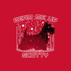 Beam Me Up – Dog Graphic T-Shirt design artwork for red graphic T-shirt