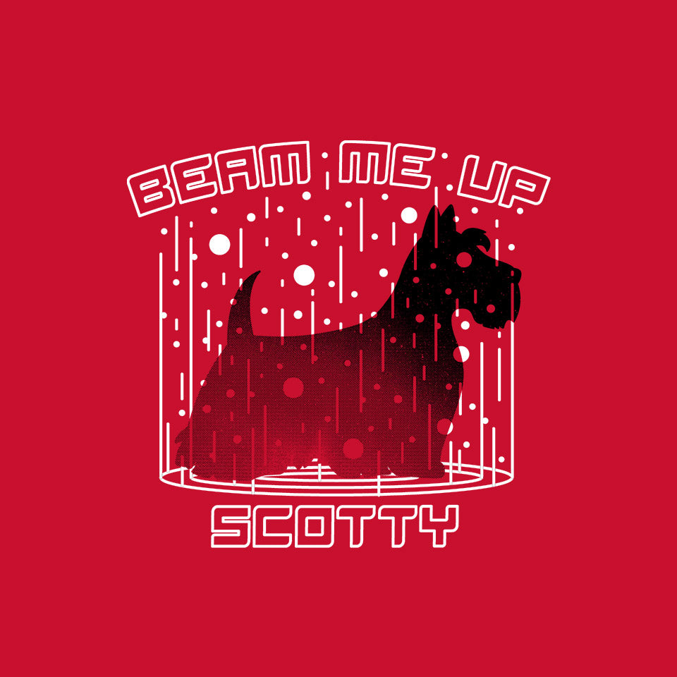 Beam Me Up – Dog Graphic T-Shirt design artwork for red graphic T-shirt