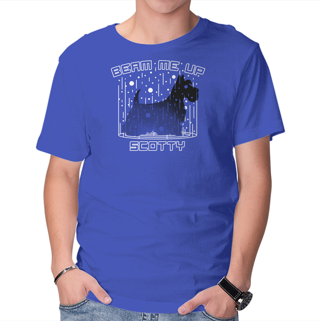 Beam Me Up – Dog Graphic T-Shirt in royal blue, product display