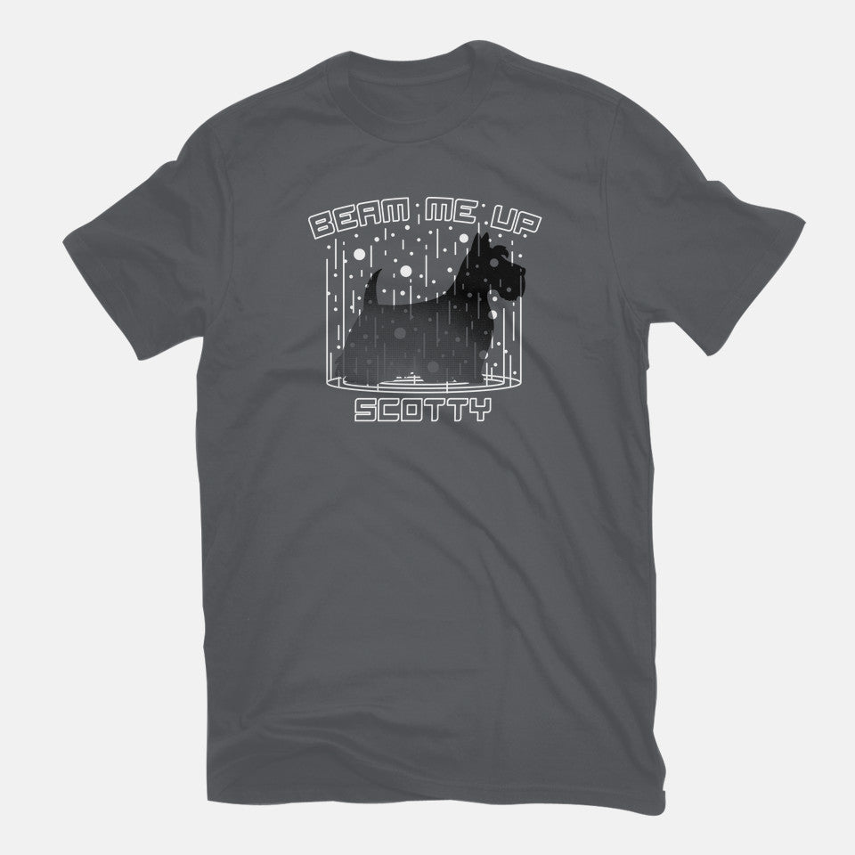 Beam Me Up – Dog Graphic T-Shirt in charcoal, flat-lay product view