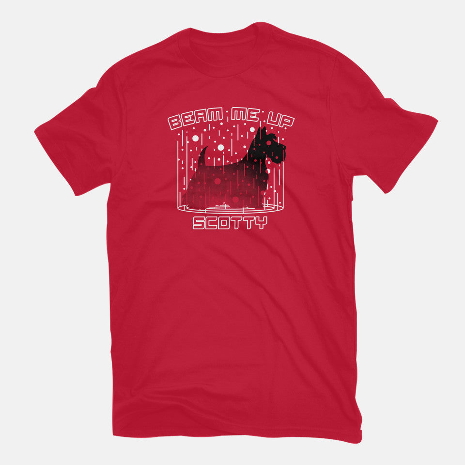Beam Me Up – Dog Graphic T-Shirt in red, flat-lay product view