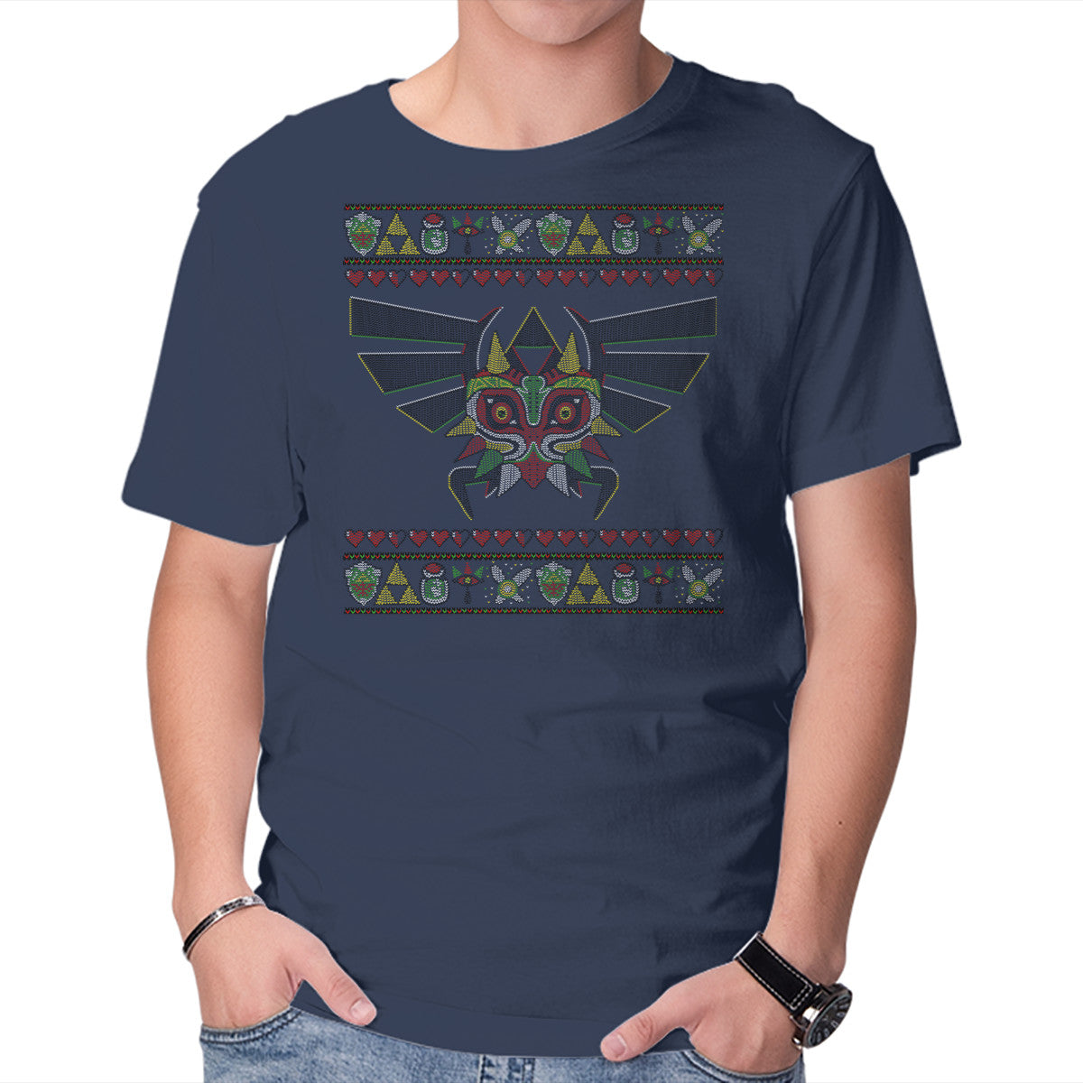 Merry Maskmas Graphic T-Shirt in navy, product display