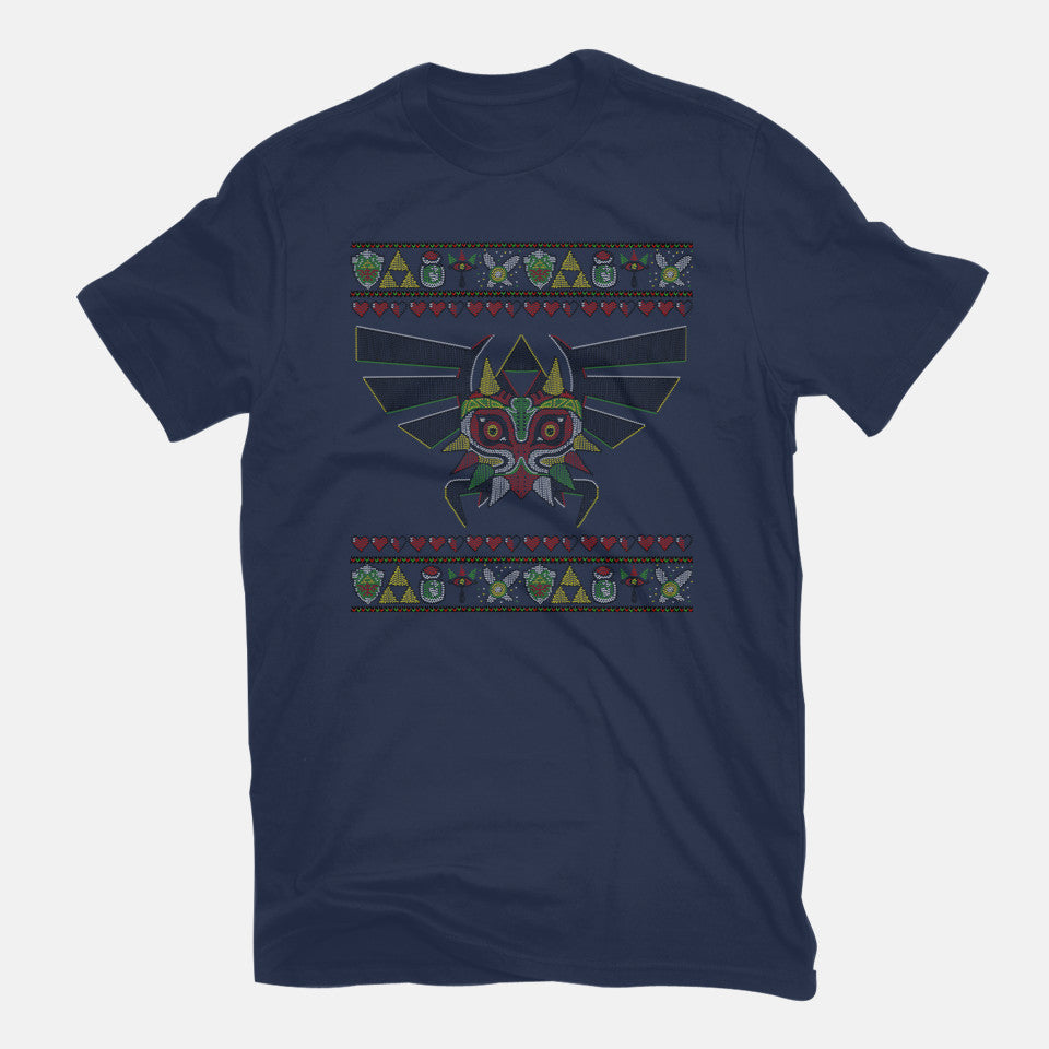 Merry Maskmas Graphic T-Shirt in navy, flat-lay product view