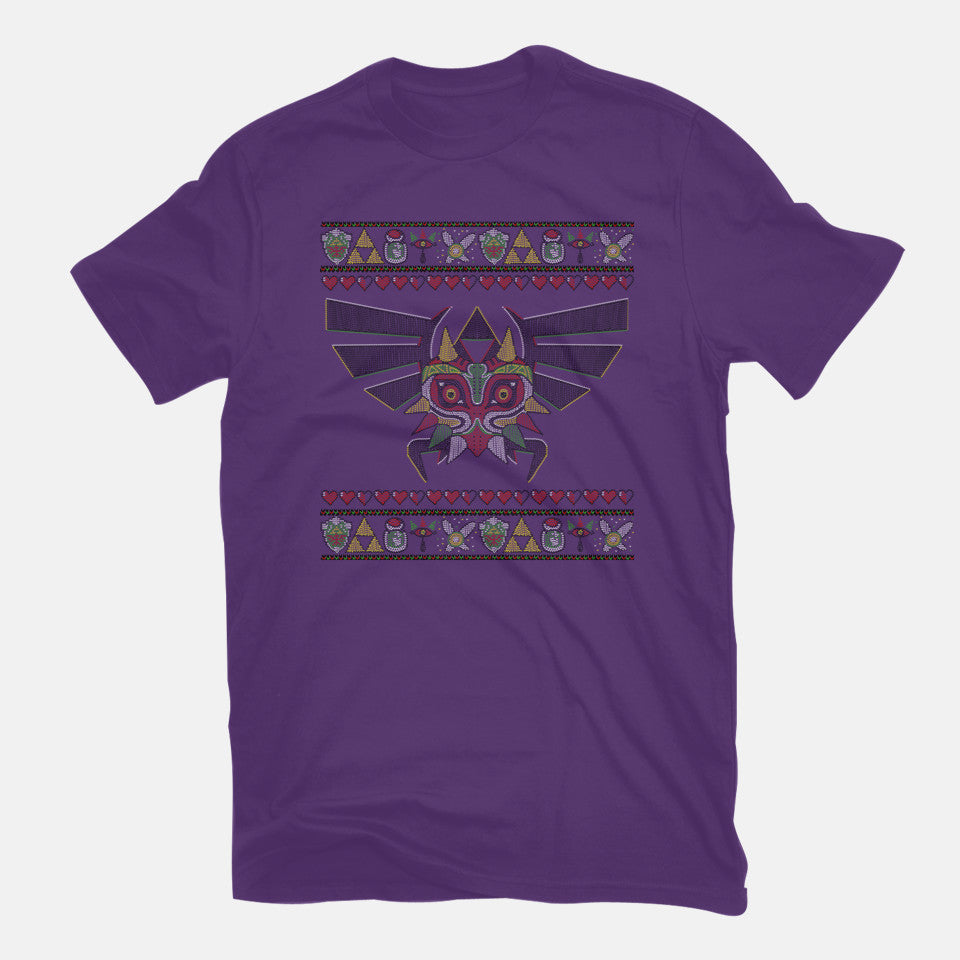 Merry Maskmas Graphic T-Shirt in purple, flat-lay product view