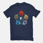Dice Elements – Gaming Graphic T-Shirt in navy, flat-lay product view