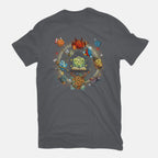 Black Hole Dice – Gaming Graphic T-Shirt in charcoal, flat-lay product view