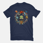 Black Hole Dice – Gaming Graphic T-Shirt in navy, flat-lay product view