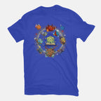 Black Hole Dice – Gaming Graphic T-Shirt in royal blue, flat-lay product view
