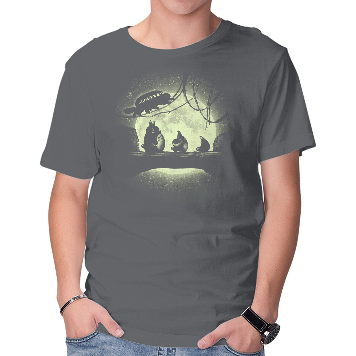 Forest Keepers – Anime Graphic T-Shirt in charcoal, product display