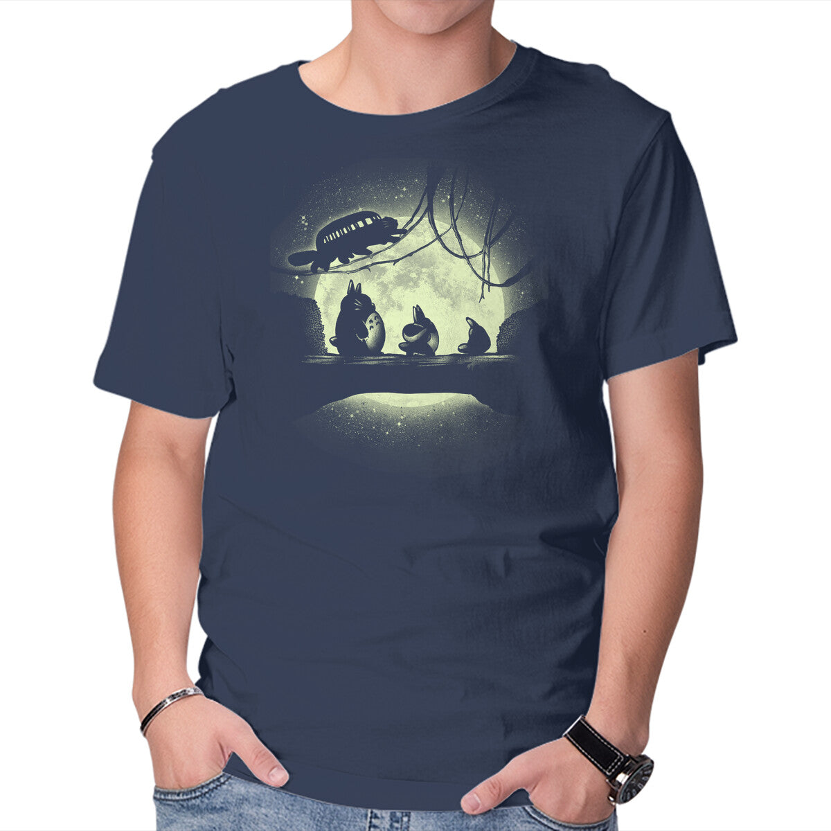 Forest Keepers – Anime Graphic T-Shirt in navy, product display