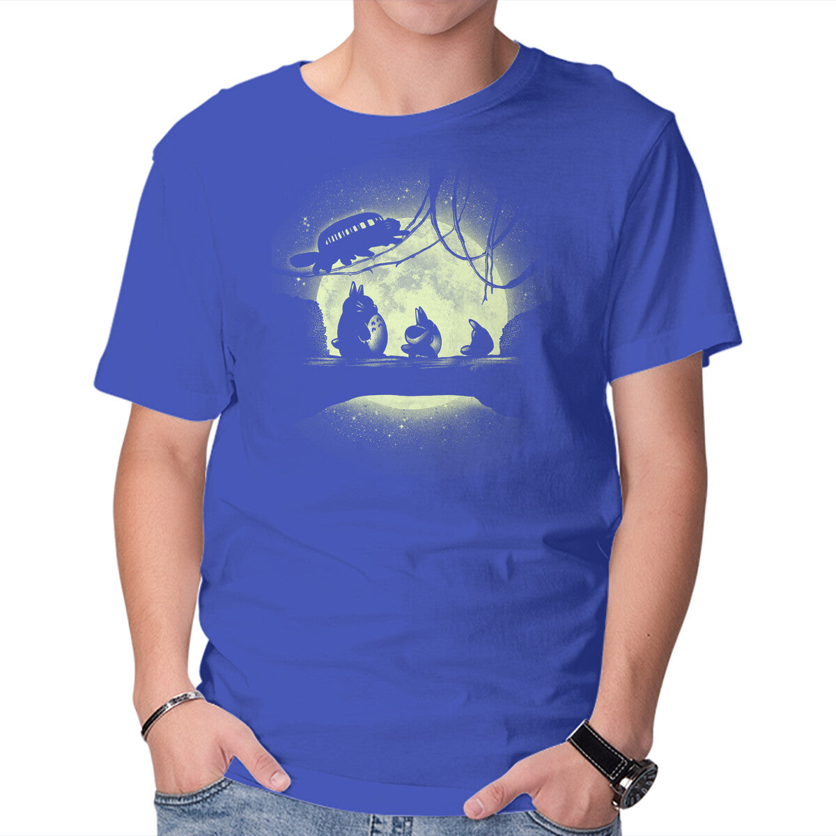 Forest Keepers – Anime Graphic T-Shirt in royal blue, product display