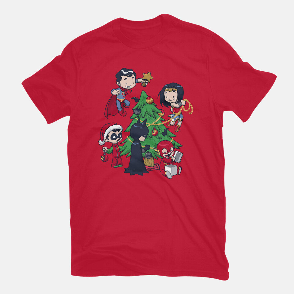Justice Tree – Movie Graphic T-Shirt in red, flat-lay product view