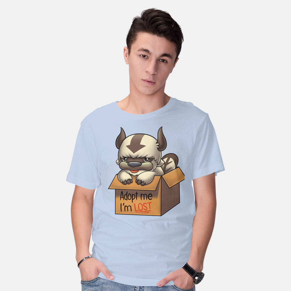 Model wearing blue Adopt Appa – Anime Graphic T-Shirt