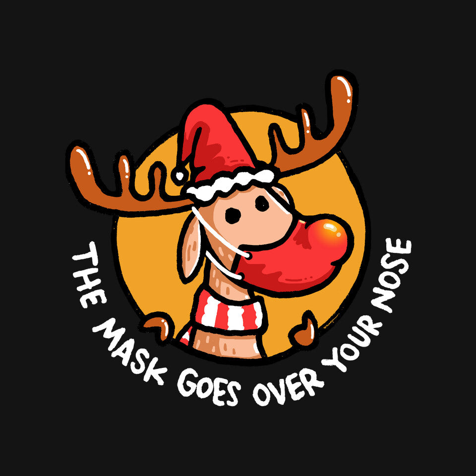 The Mask Goes Over Your Nose – Animal Graphic T-Shirt design artwork for black graphic T-shirt