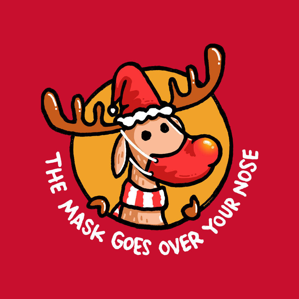 The Mask Goes Over Your Nose – Animal Graphic T-Shirt design artwork for red graphic T-shirt