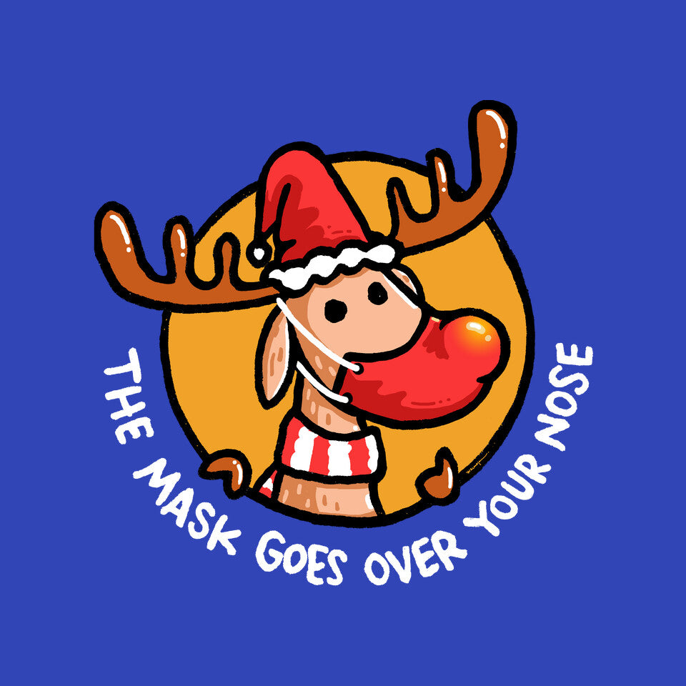 The Mask Goes Over Your Nose – Animal Graphic T-Shirt design artwork for royal blue graphic T-shirt