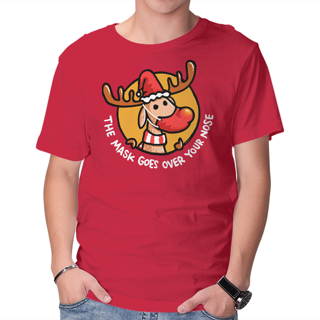 The Mask Goes Over Your Nose – Animal Graphic T-Shirt in red, product display