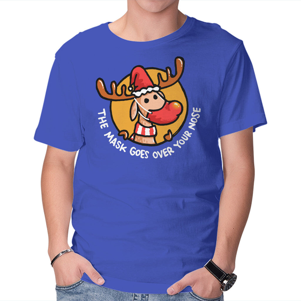 The Mask Goes Over Your Nose – Animal Graphic T-Shirt in royal blue, product display