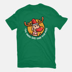 The Mask Goes Over Your Nose – Animal Graphic T-Shirt in green, flat-lay product view