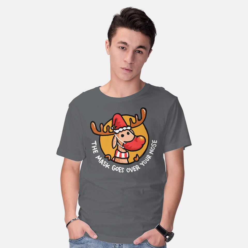 Model wearing charcoal The Mask Goes Over Your Nose – Animal Graphic T-Shirt