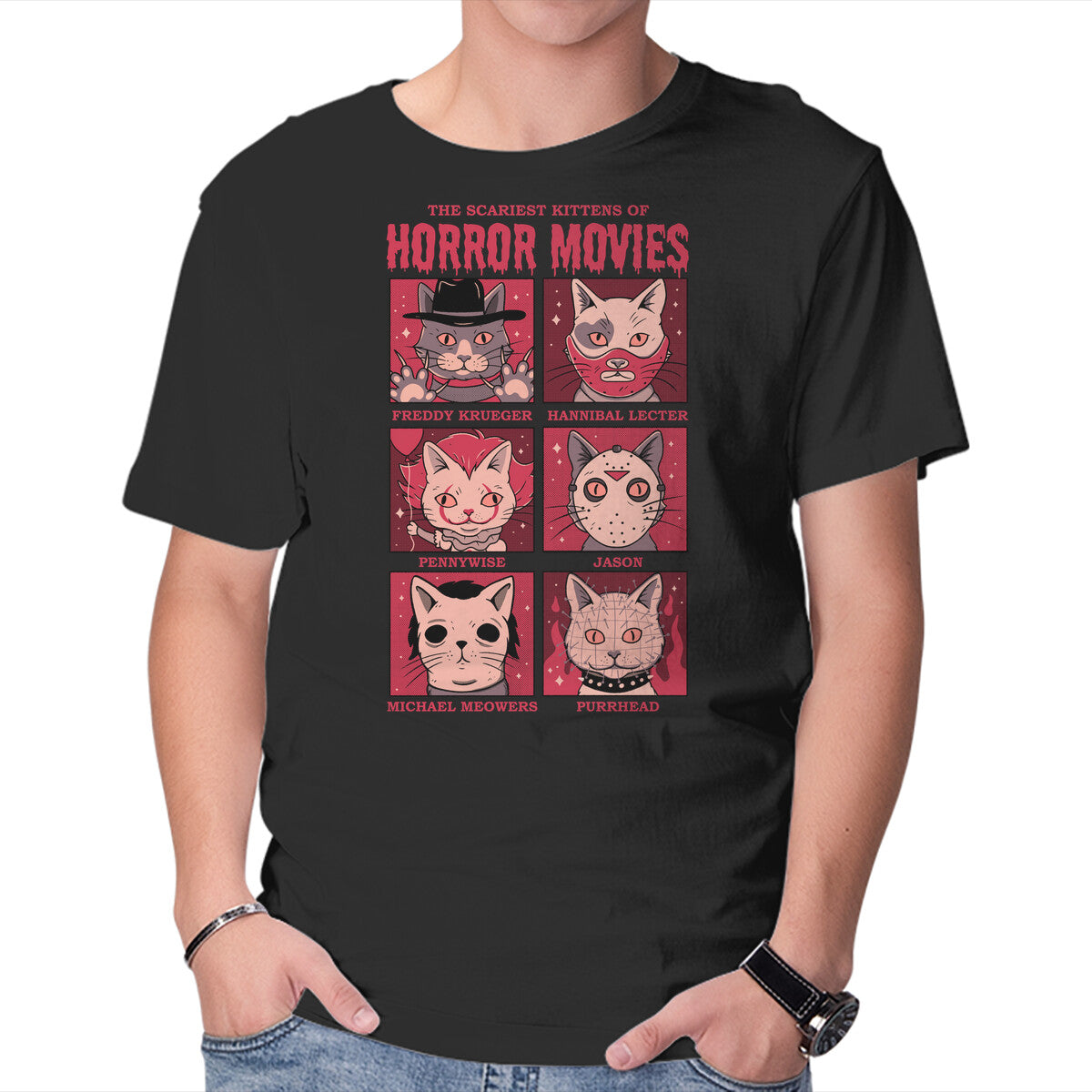 Horror Movies – Cat Graphic T-Shirt in black, product display