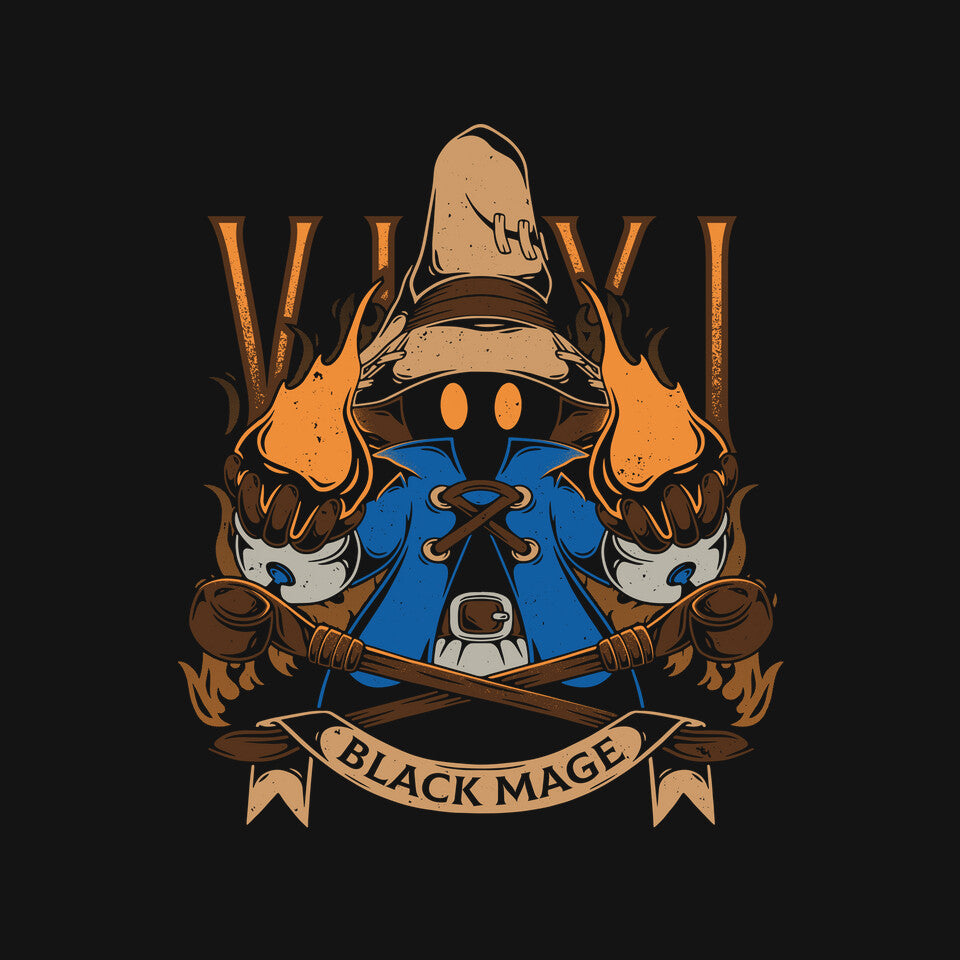 Black Mage – Gaming Graphic T-Shirt design artwork for black graphic T-shirt