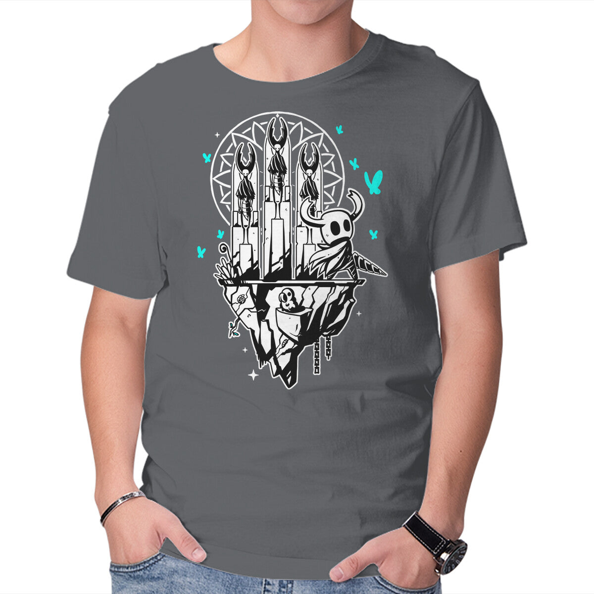 Bug Knights – Gaming Graphic T-Shirt in charcoal, product display