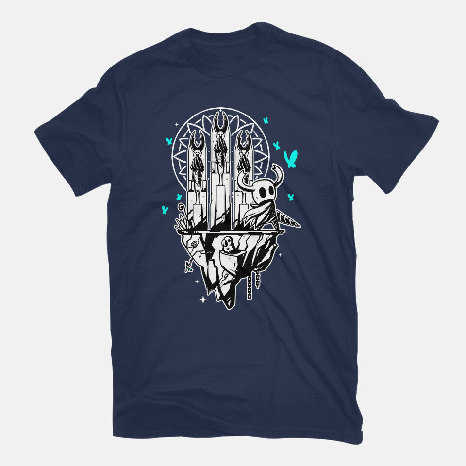 Bug Knights – Gaming Graphic T-Shirt in navy, flat-lay product view
