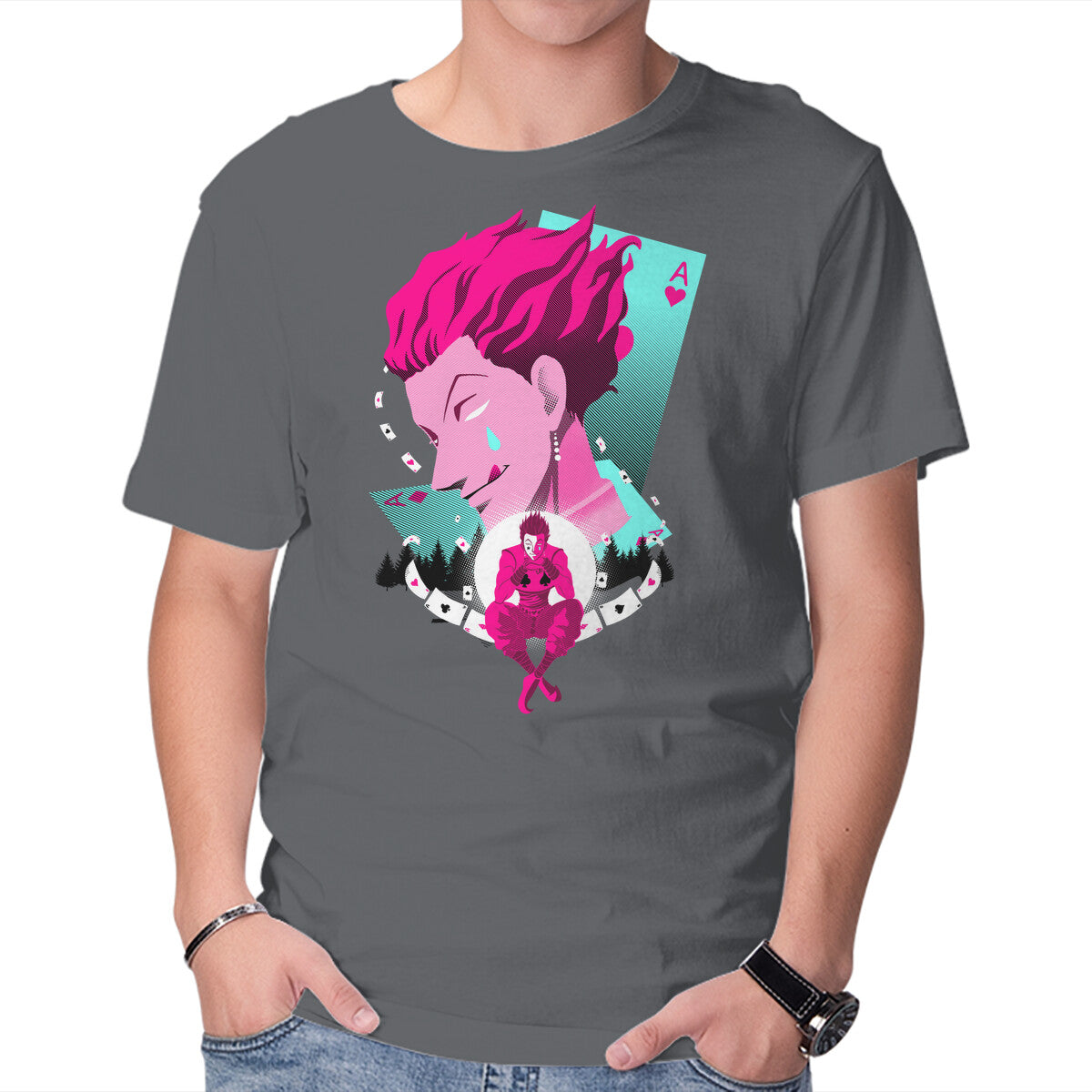 Magician – Anime Graphic T-Shirt in charcoal, product display