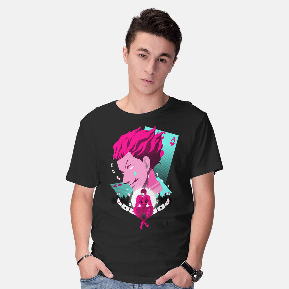 Model wearing black Magician – Anime Graphic T-Shirt