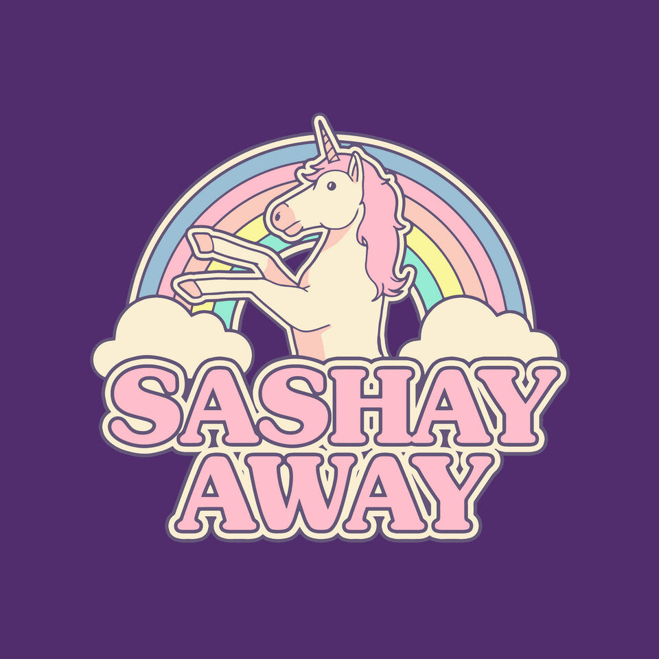 Sashay Away – Animal Graphic T-Shirt design artwork for purple graphic T-shirt