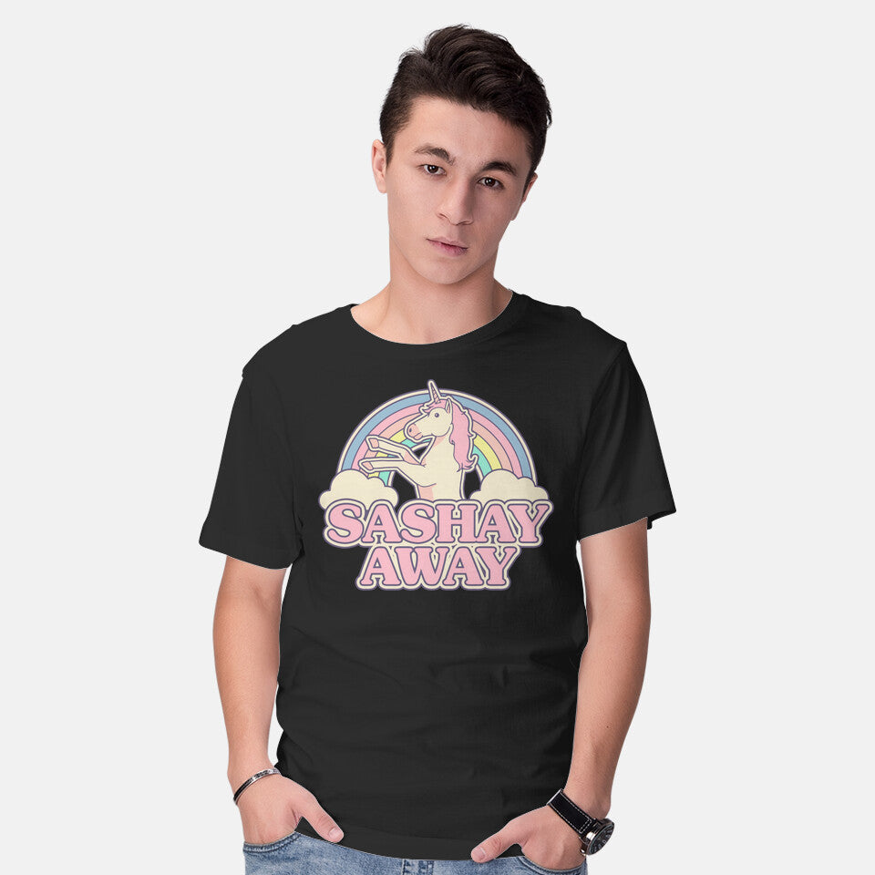 Model wearing black Sashay Away – Animal Graphic T-Shirt