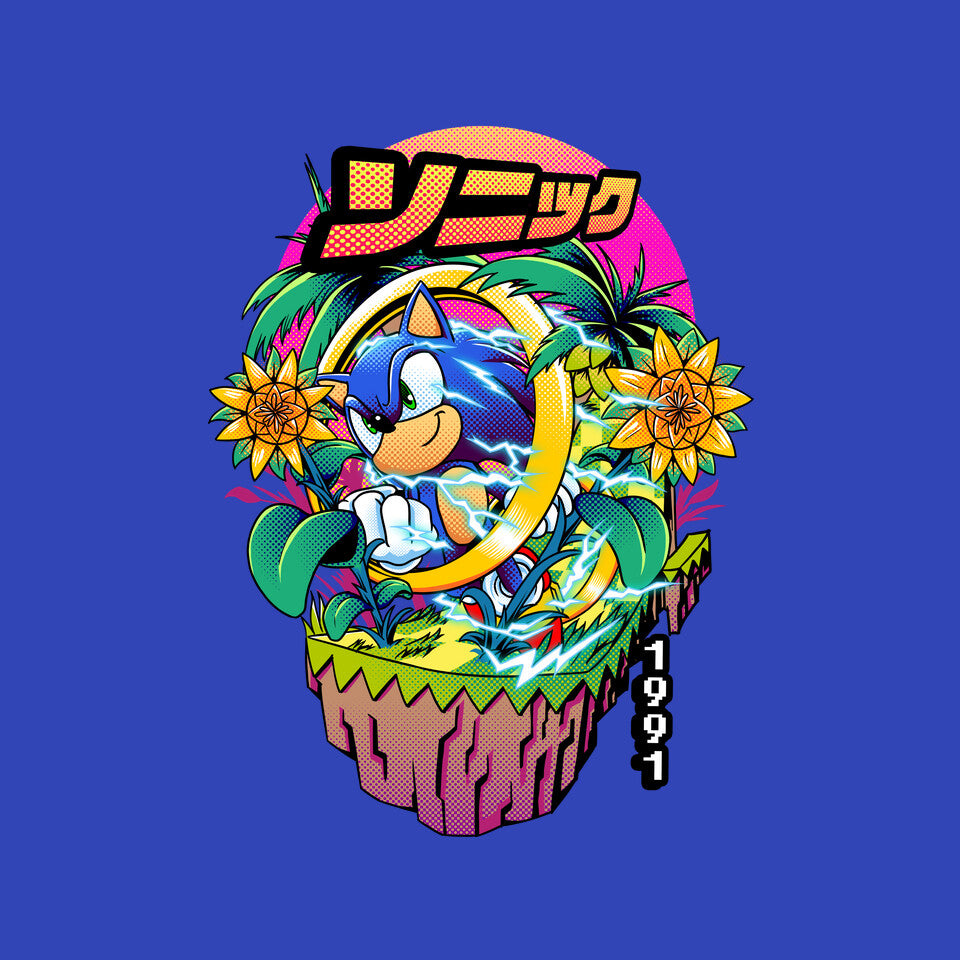 Sonic Speed – Gaming Graphic T-Shirt design artwork for royal blue graphic T-shirt