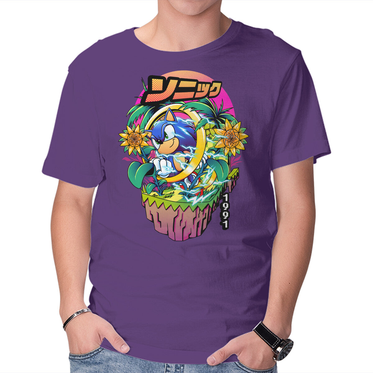 Sonic Speed – Gaming Graphic T-Shirt in purple, product display