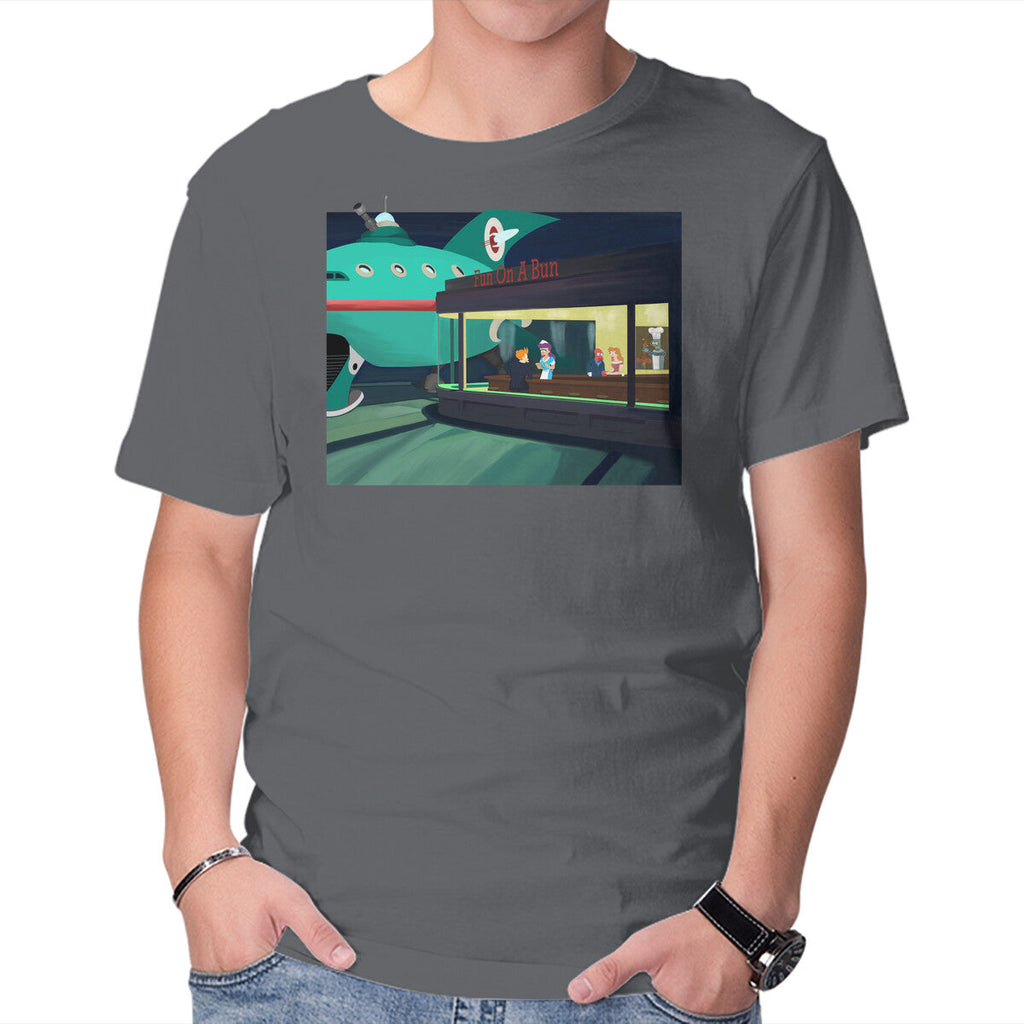 Fun On A Bun – Sci-Fi Graphic T-Shirt in charcoal, product display