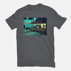 Fun On A Bun – Sci-Fi Graphic T-Shirt in charcoal, flat-lay product view