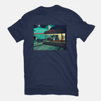 Fun On A Bun – Sci-Fi Graphic T-Shirt in navy, flat-lay product view
