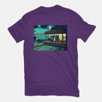 Fun On A Bun – Sci-Fi Graphic T-Shirt in purple, flat-lay product view