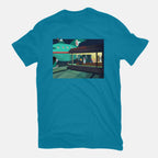 Fun On A Bun – Sci-Fi Graphic T-Shirt in turquoise, flat-lay product view