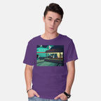 Model wearing purple Fun On A Bun – Sci-Fi Graphic T-Shirt